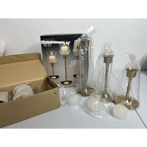 Vtg Brass Candlestick Holders Graduated Sizes Set Of 3 Himark Brassware MCM